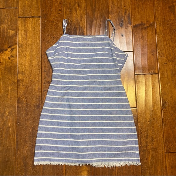 Cotton Candy Blue and White Striped Mini Dress - Picture 4 of 4